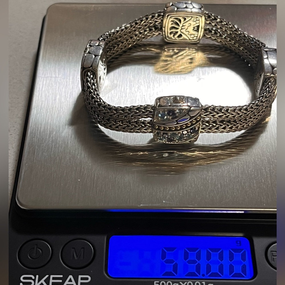 JOHN HARDY PRE-LOVED AUTHENTIC STERLING SILVER/18K YELLOW GOLD LAVAFIRE SEA … - Picture 3 of 17
